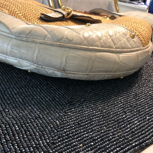 Gucci raffia straw and leather large bag - Picture 8 of 9